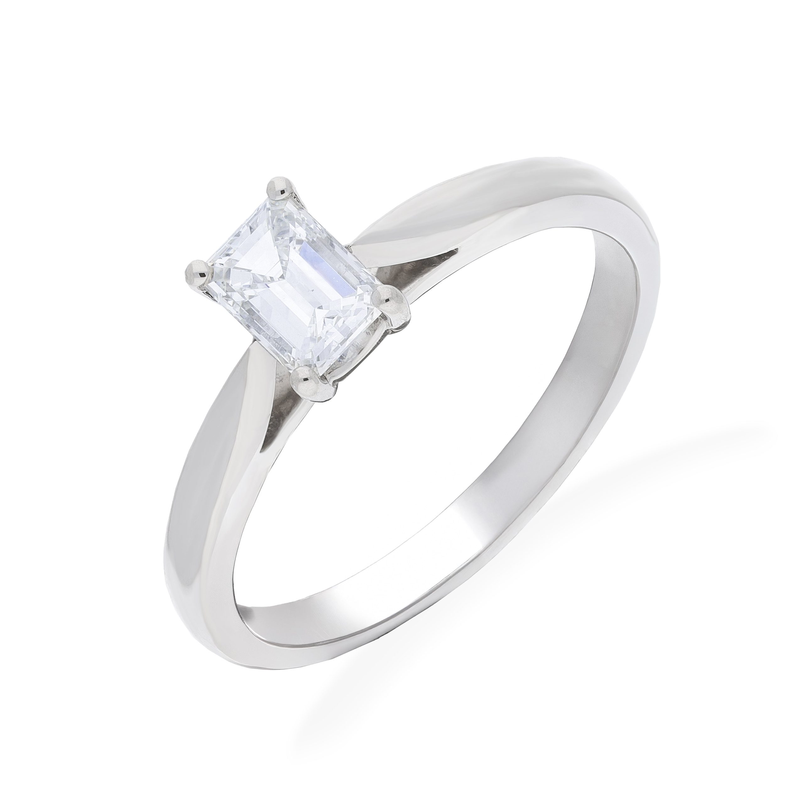Platinum 0.51ct Diamond GIA Certified FVS2 Solitaire Em Cut Claw Set Ring FEU-3055