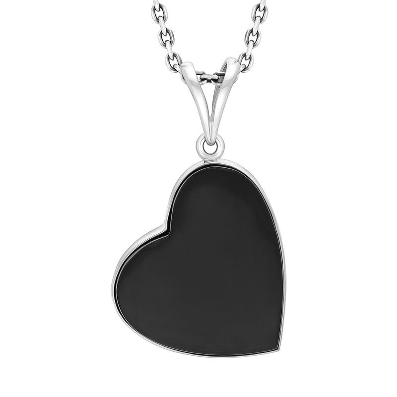 Sterling Silver Whitby Jet Split Bale Heart Necklace UNQ-7782