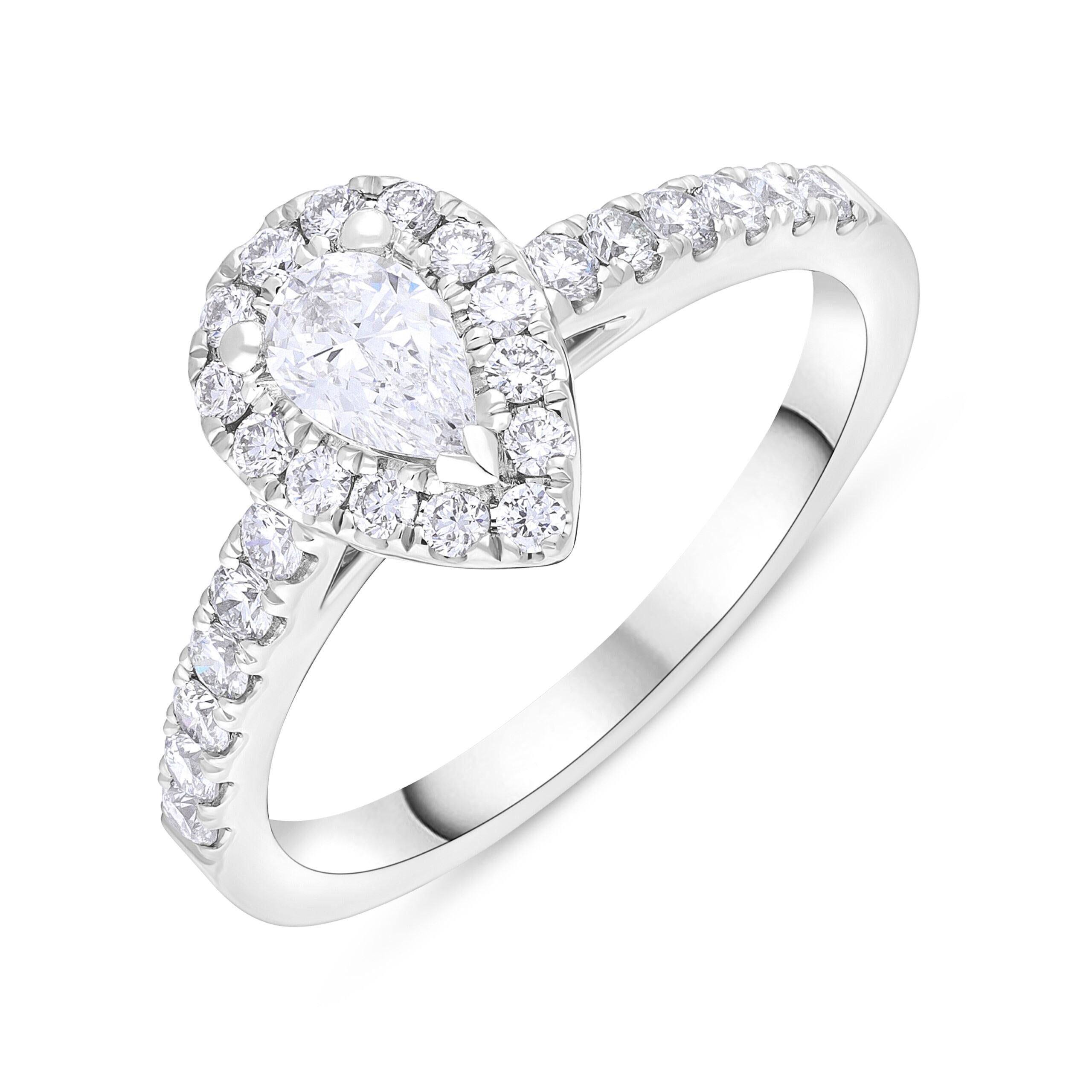 Platinum 0.30ct Diamond 0.45ct Diamond Pear Castle Set Claw Cluster Ring Size N GIA DSI1 FEU-3051